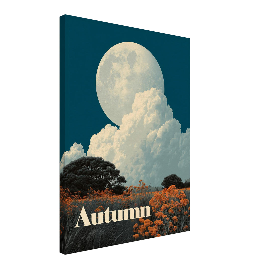 Vollmond über Herbstwiese Leinwandbild – Schräge Ansicht – Produktfoto