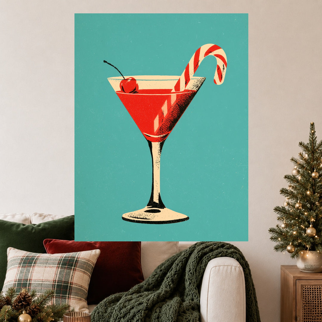 Weihnachts-Martini mit Zuckerstange Poster – Ohne Rahmen – Produktfoto