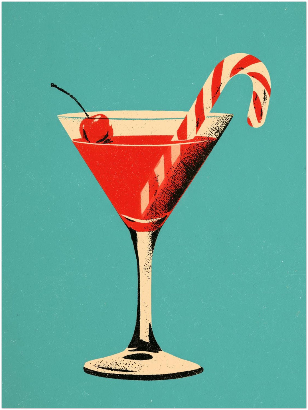Weihnachts-Martini mit Zuckerstange Leinwandbild – Ohne Rahmen – Produktfoto