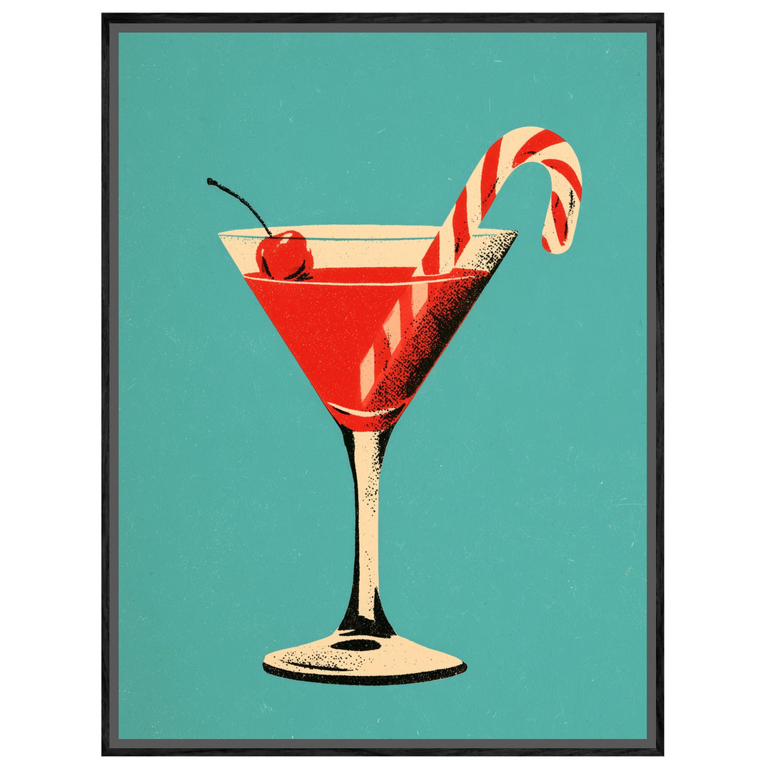 Weihnachts-Martini mit Zuckerstange Leinwandbild – Leinwandbild