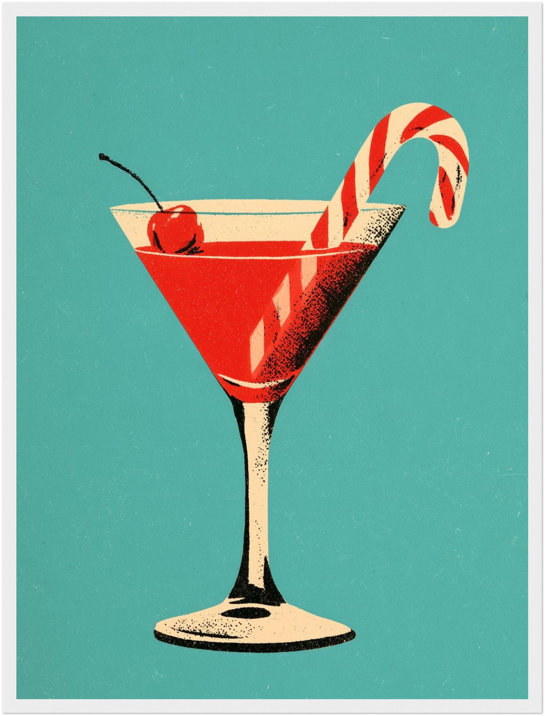 Weihnachts-Martini mit Zuckerstange Poster – Weißer Rahmen – Produktfoto