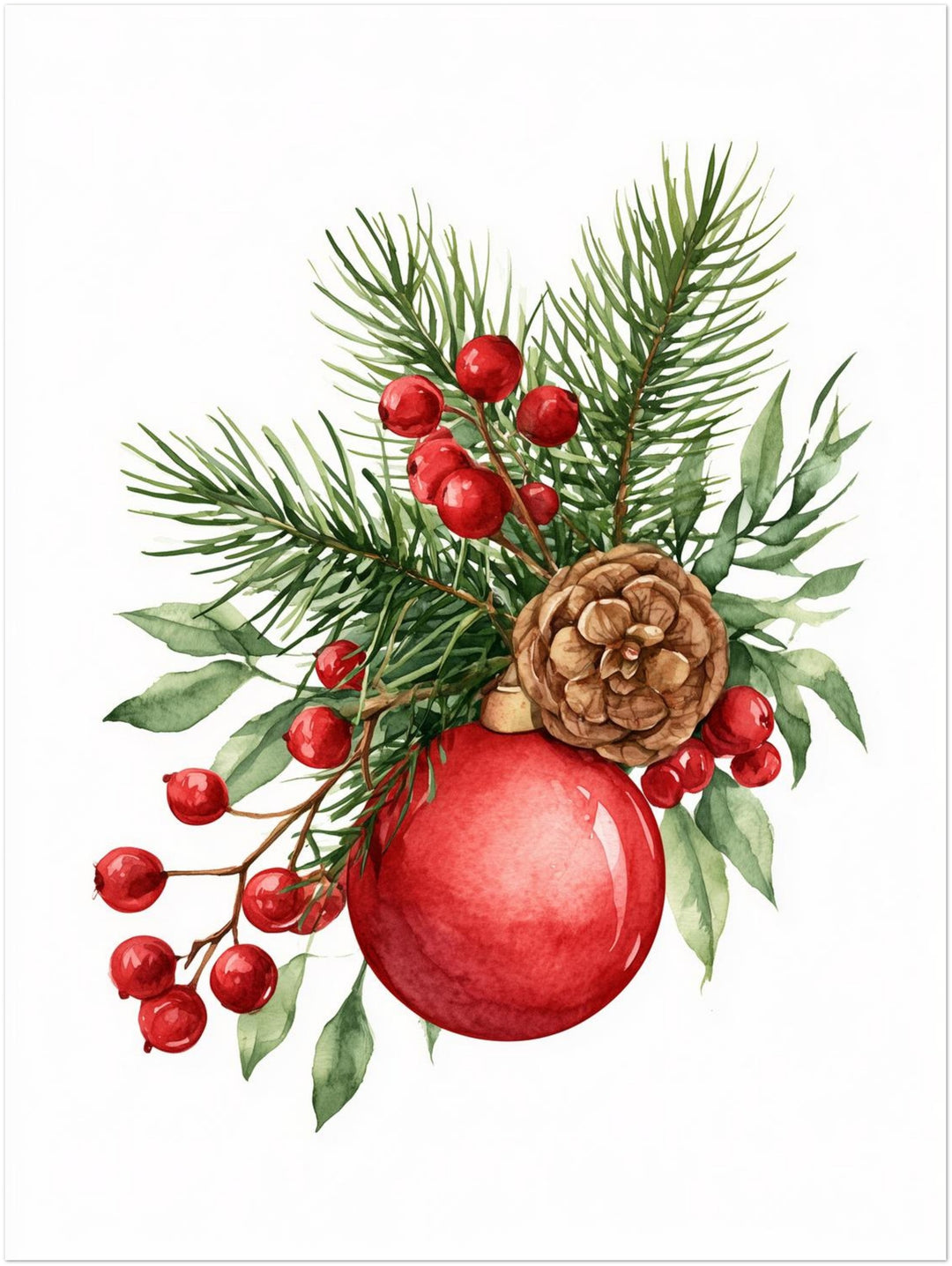 Weihnachtlicher Tannenzweig Stillleben Poster – Ohne Rahmen – Produktfoto