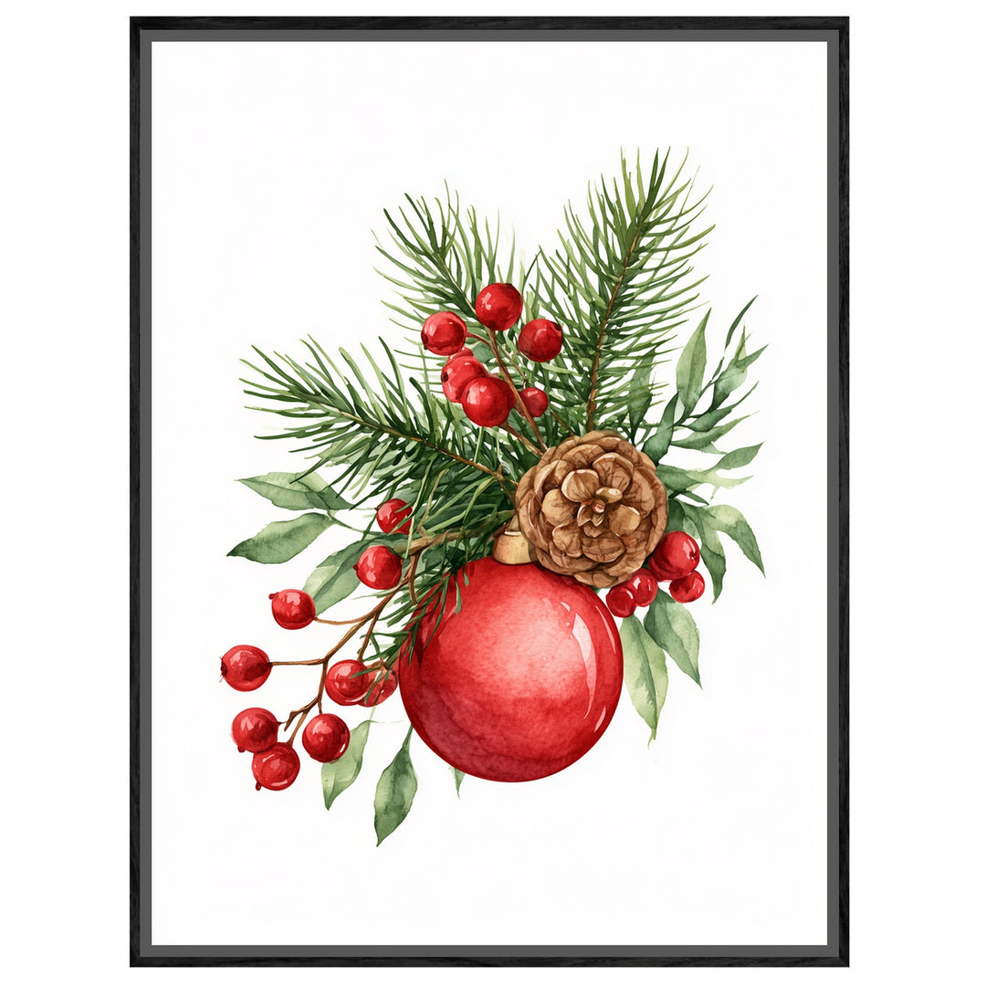 Weihnachtlicher Tannenzweig Stillleben Leinwandbild – Leinwandbild