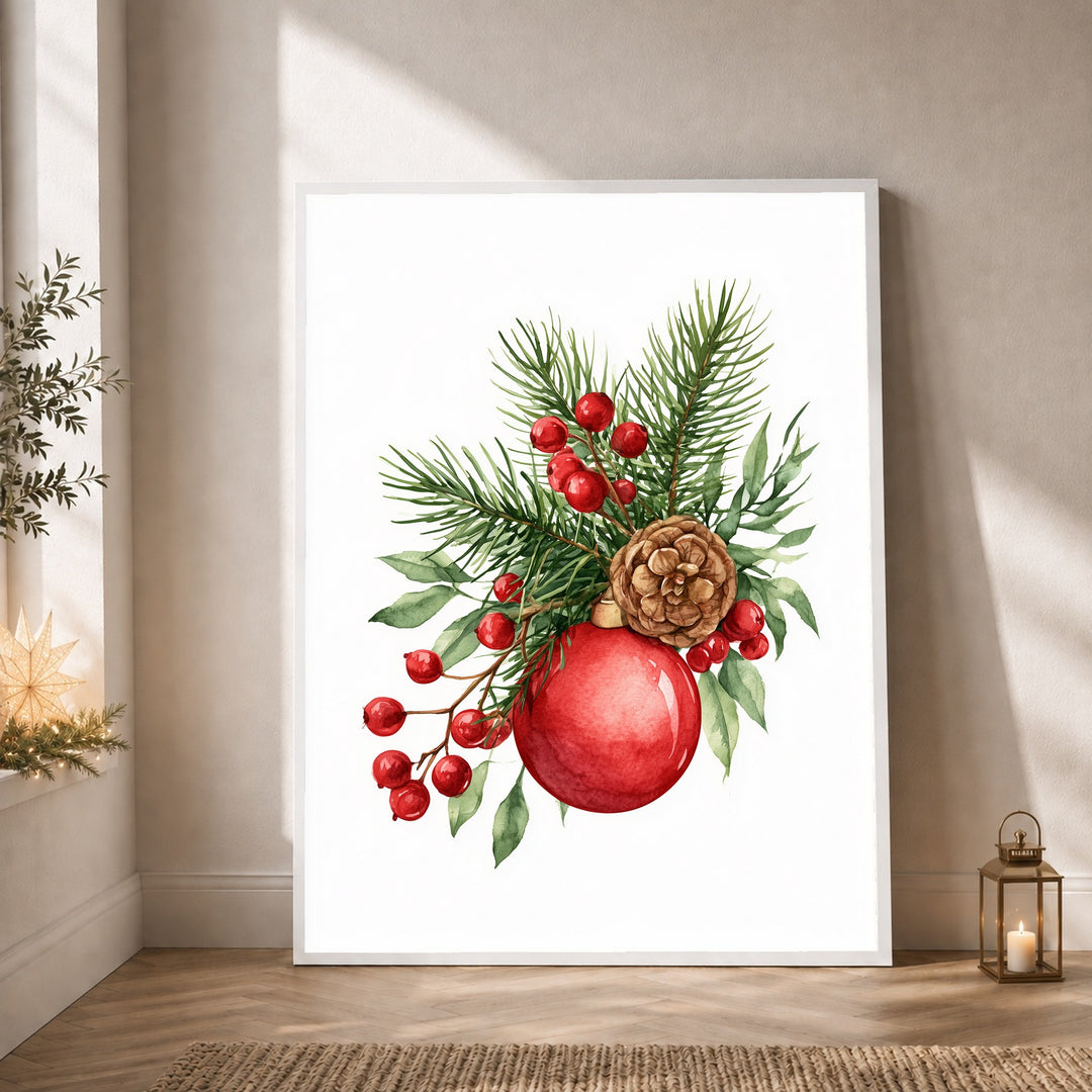 Weihnachtlicher Tannenzweig Stillleben Poster