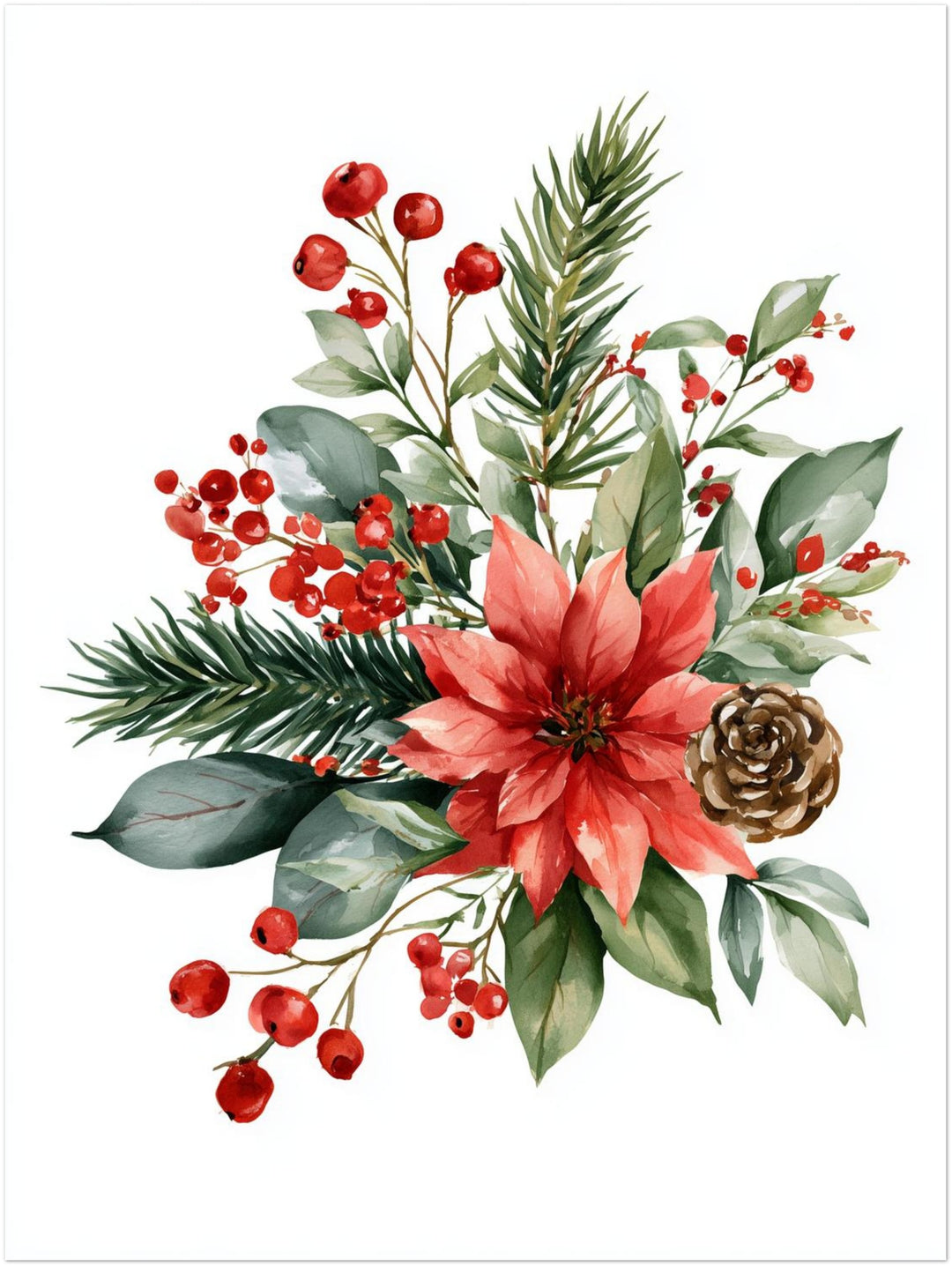 Weihnachtlicher Poinsettia Strauß Poster – Ohne Rahmen – Produktfoto