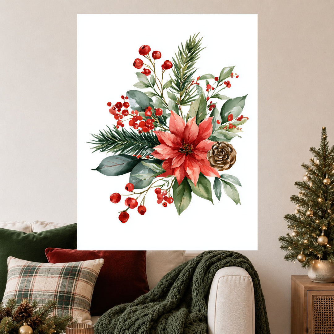 Weihnachtlicher Poinsettia Strauß Poster – Ohne Rahmen – Produktfoto