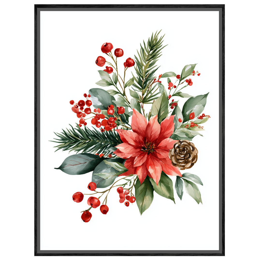 Weihnachtlicher Poinsettia Strauß Leinwandbild – Leinwandbild