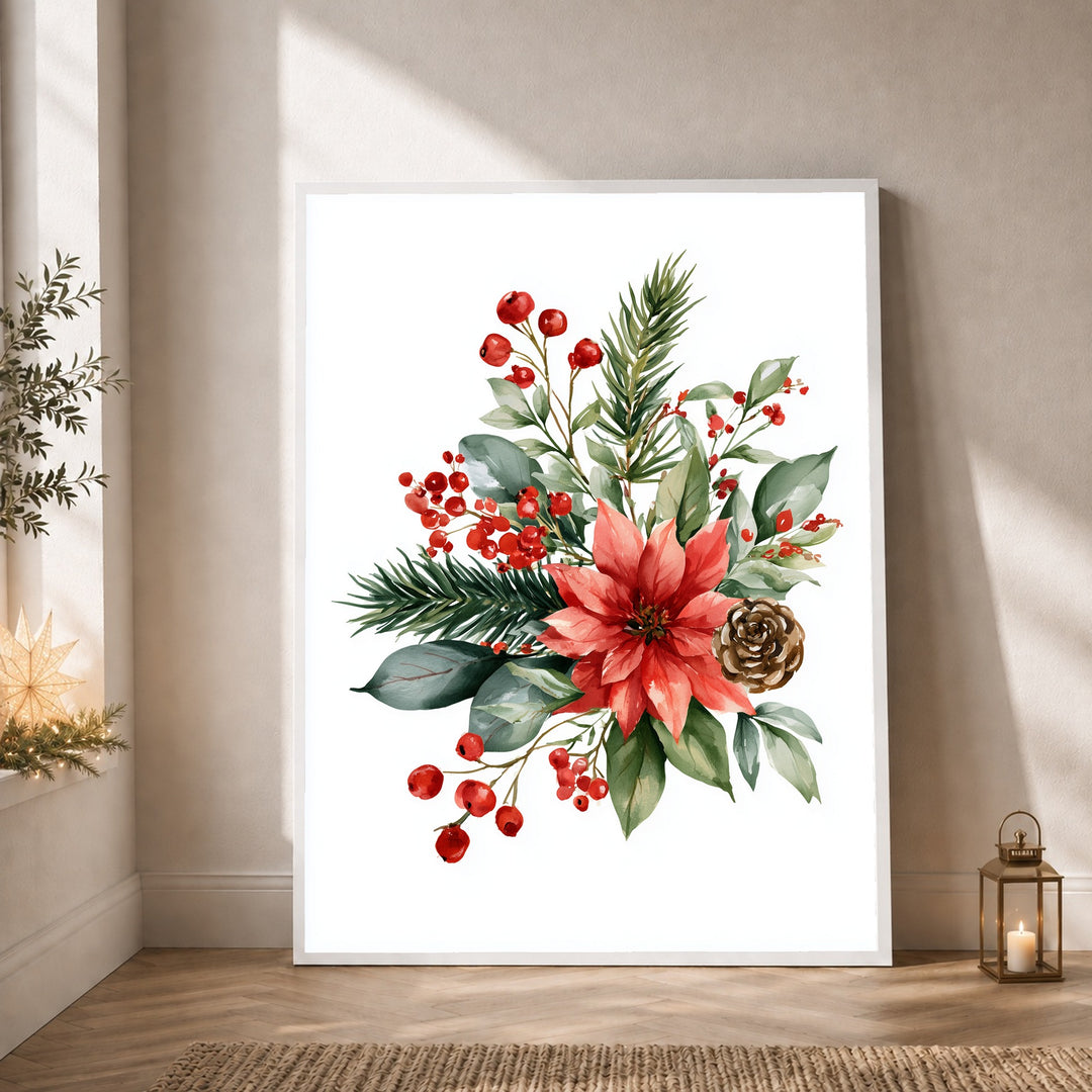 Weihnachtlicher Poinsettia Strauß Poster