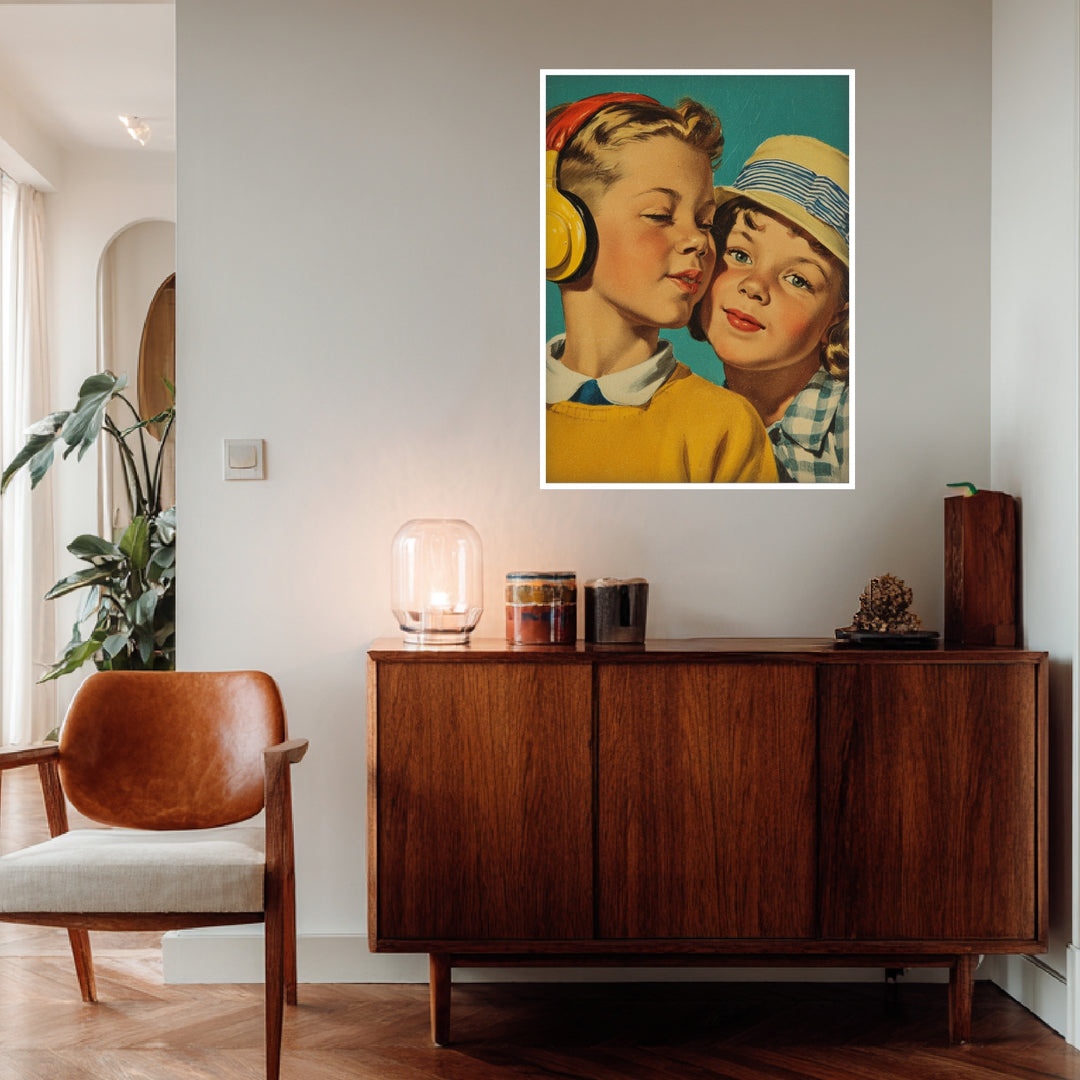 Zwei Kinder Portrait Poster Vintage – mattes Kunstdruck-Papier – Ansicht 4