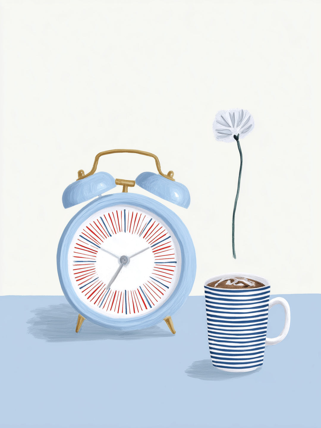 Wecker mit Kaffeetasse  – Wandkunst