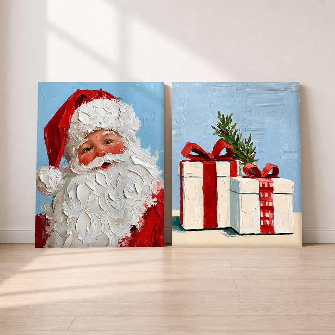 Set-Ansicht: Weihnachten Leinwand Set – Retro Nostalgie (2er)