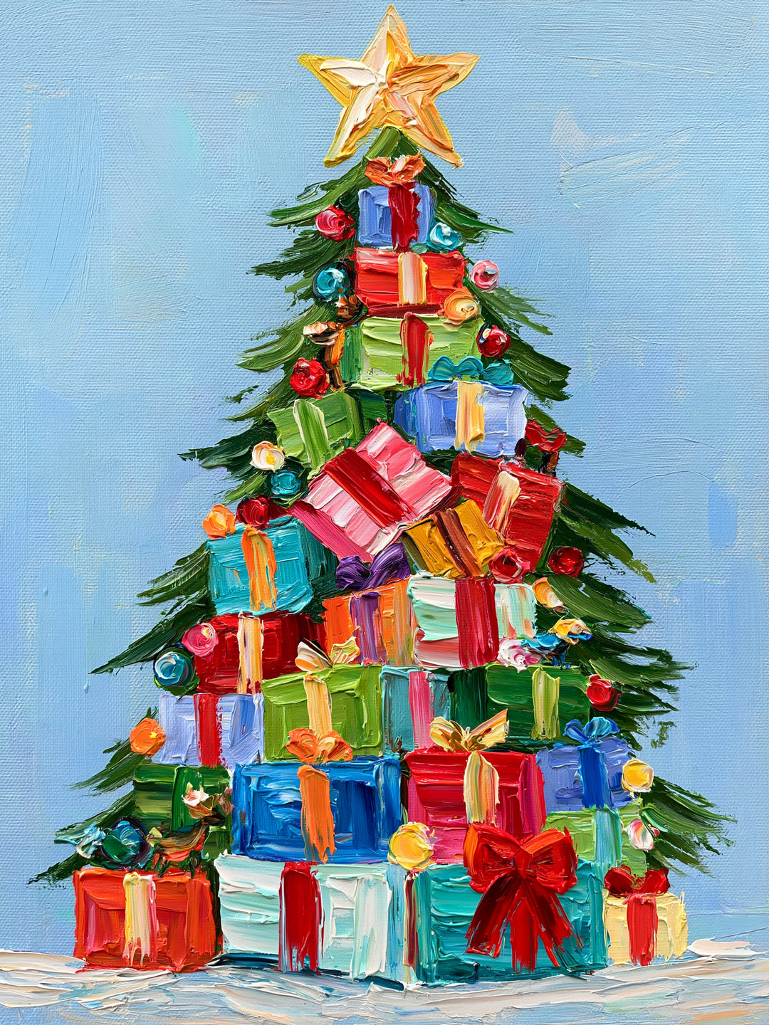 Bunter Weihnachtsbaum Geschenke Leinwandbild – Leinwandbild
