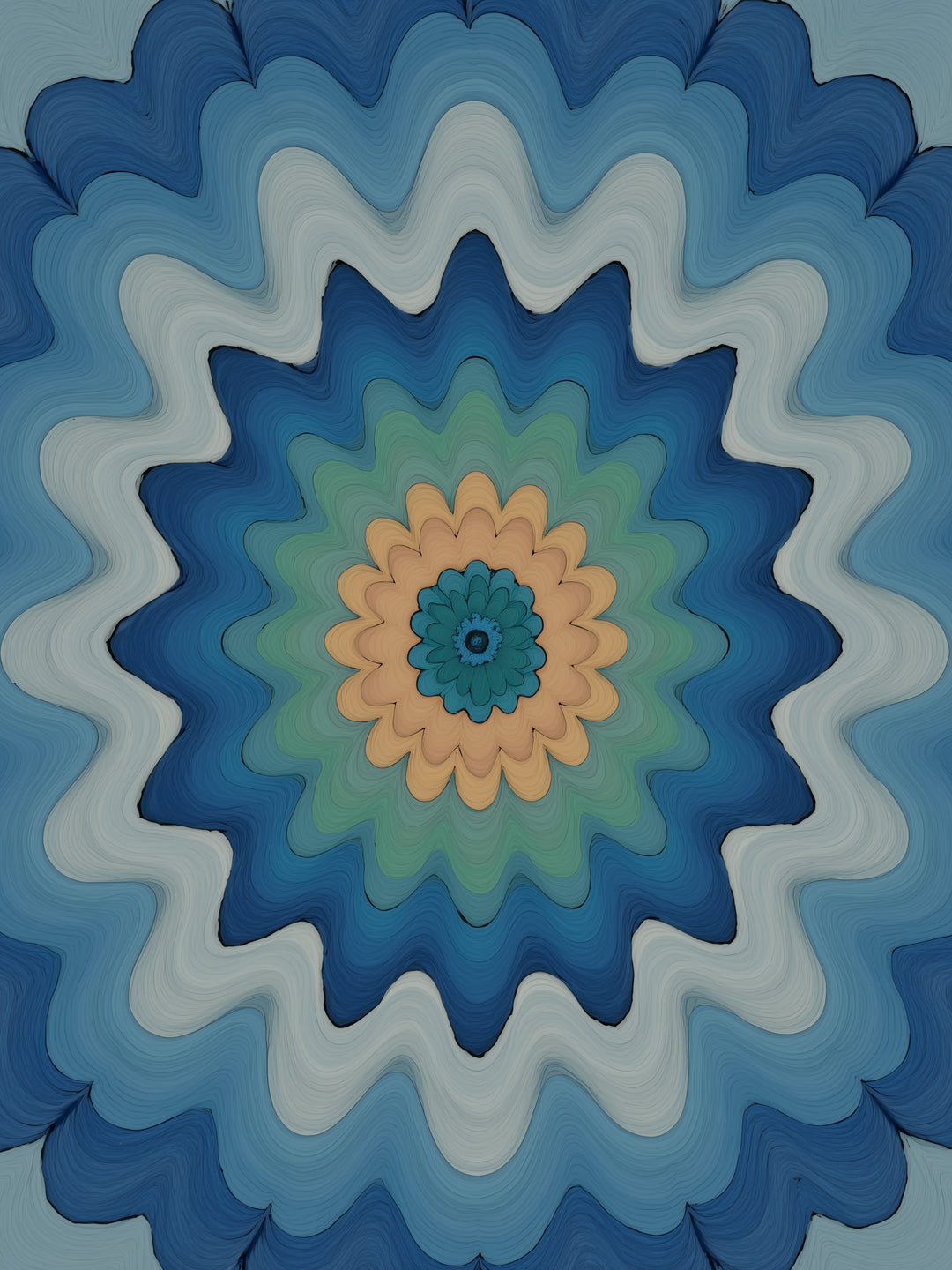 Wellenförmige Mandala Blüte  – Wandkunst
