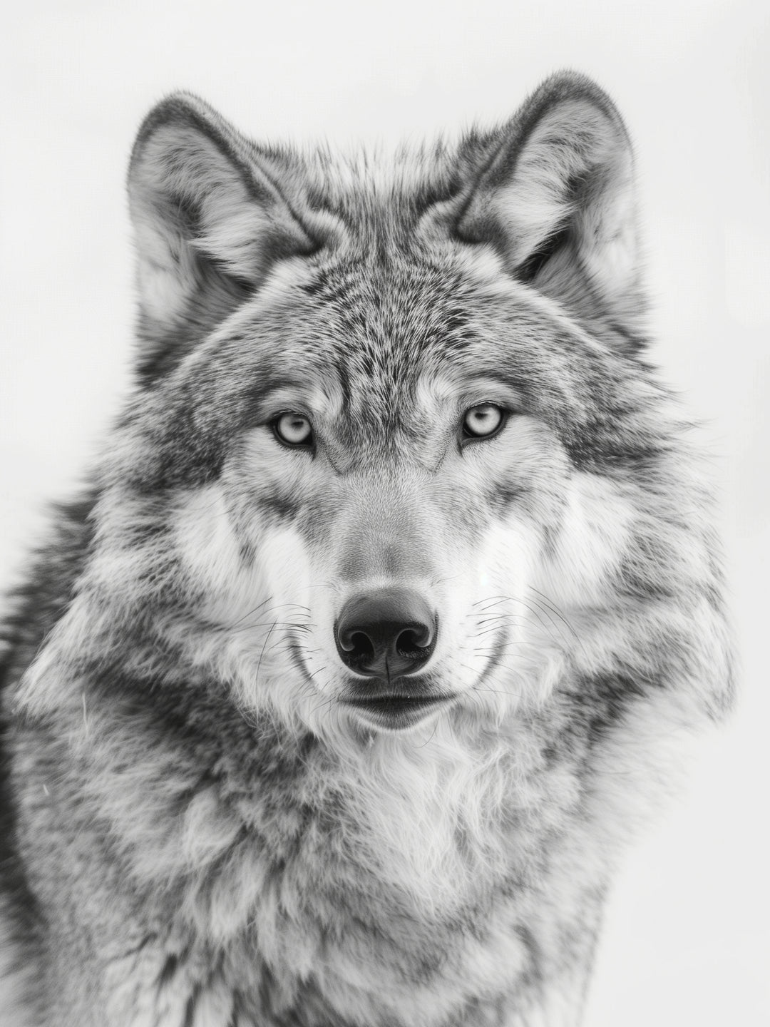 Wolf Portrait Schwarzweiss schwarz weiß – Wandkunst