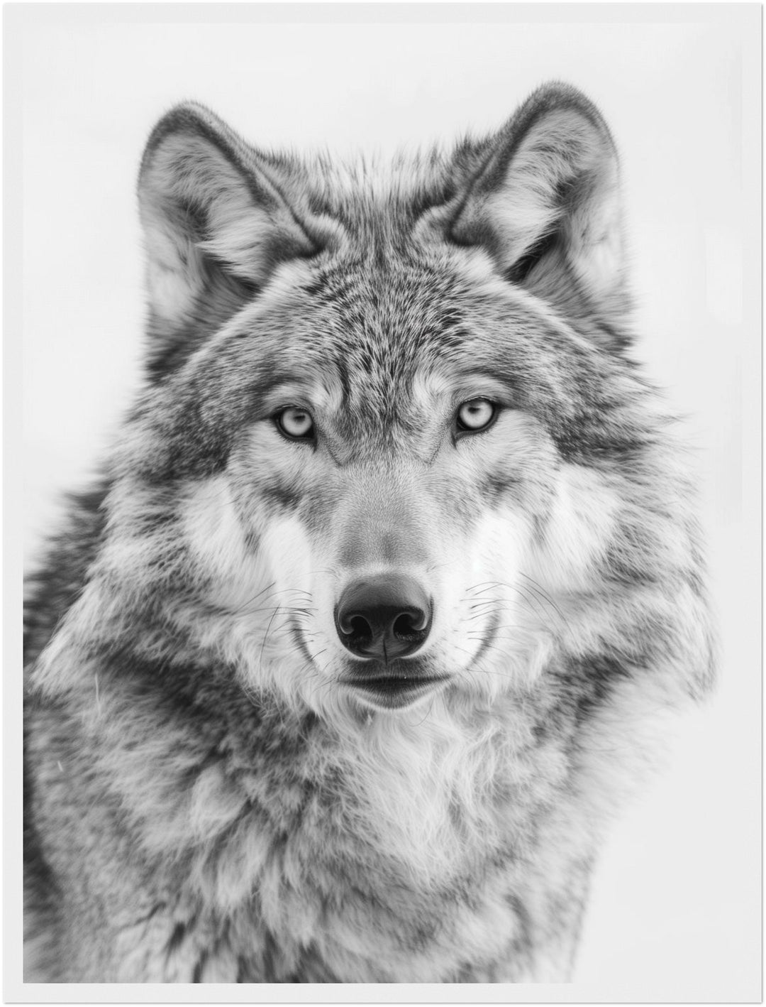 Wolf im Schwarz-Weiß-Zauber Poster – Weißer Rahmen – Produktfoto