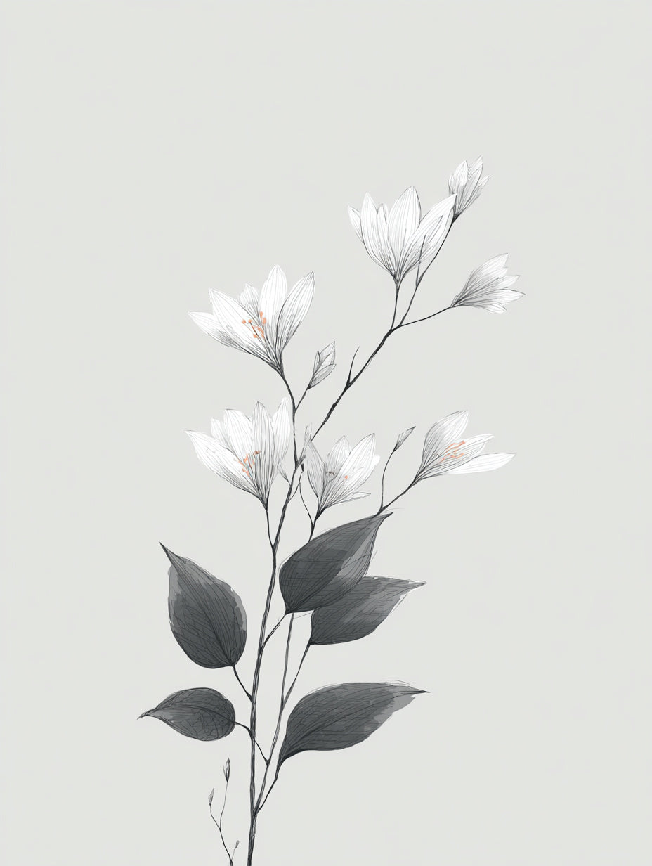 Zarte Kirschblüten Japandi – Wandkunst