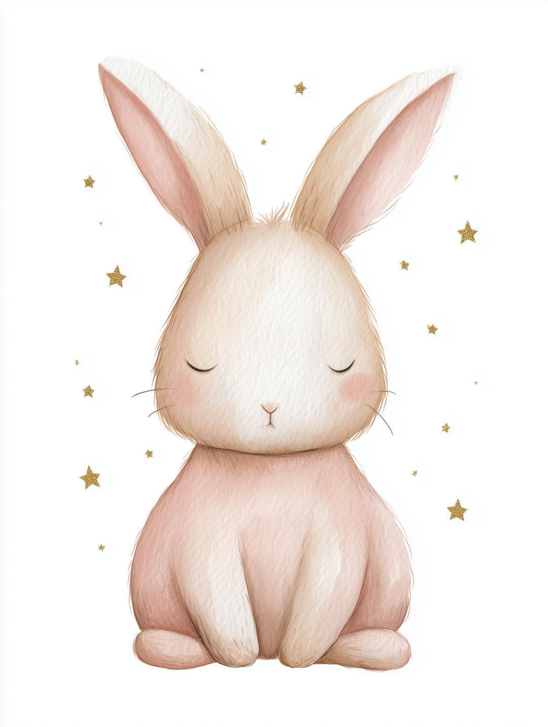 Zarter schlafender Hase Aquarell  – Wandkunst