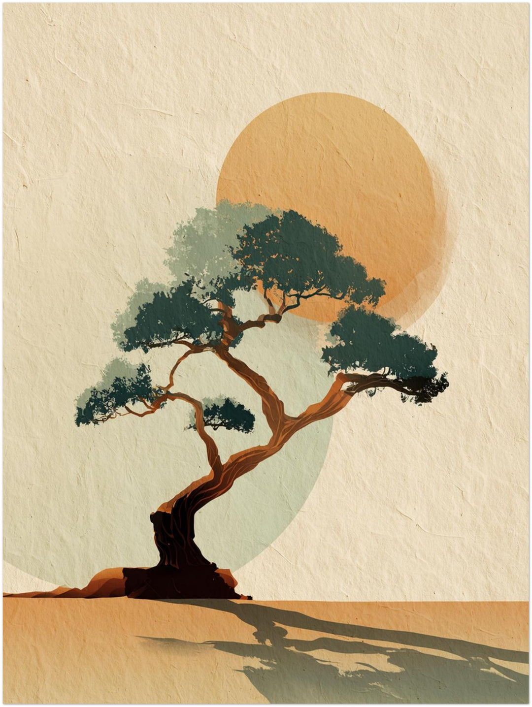 Bonsai Baum mit Sonne Zen – Wandkunst