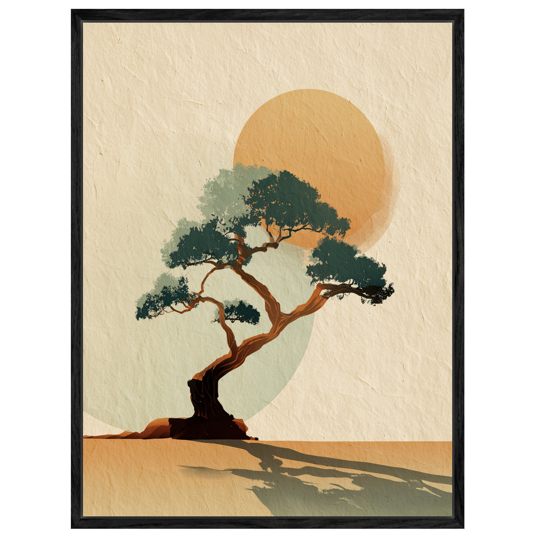 Bonsai Baum mit Sonne Leinwandbild Zen – Leinwand auf Holzrahmen – Ansicht 4