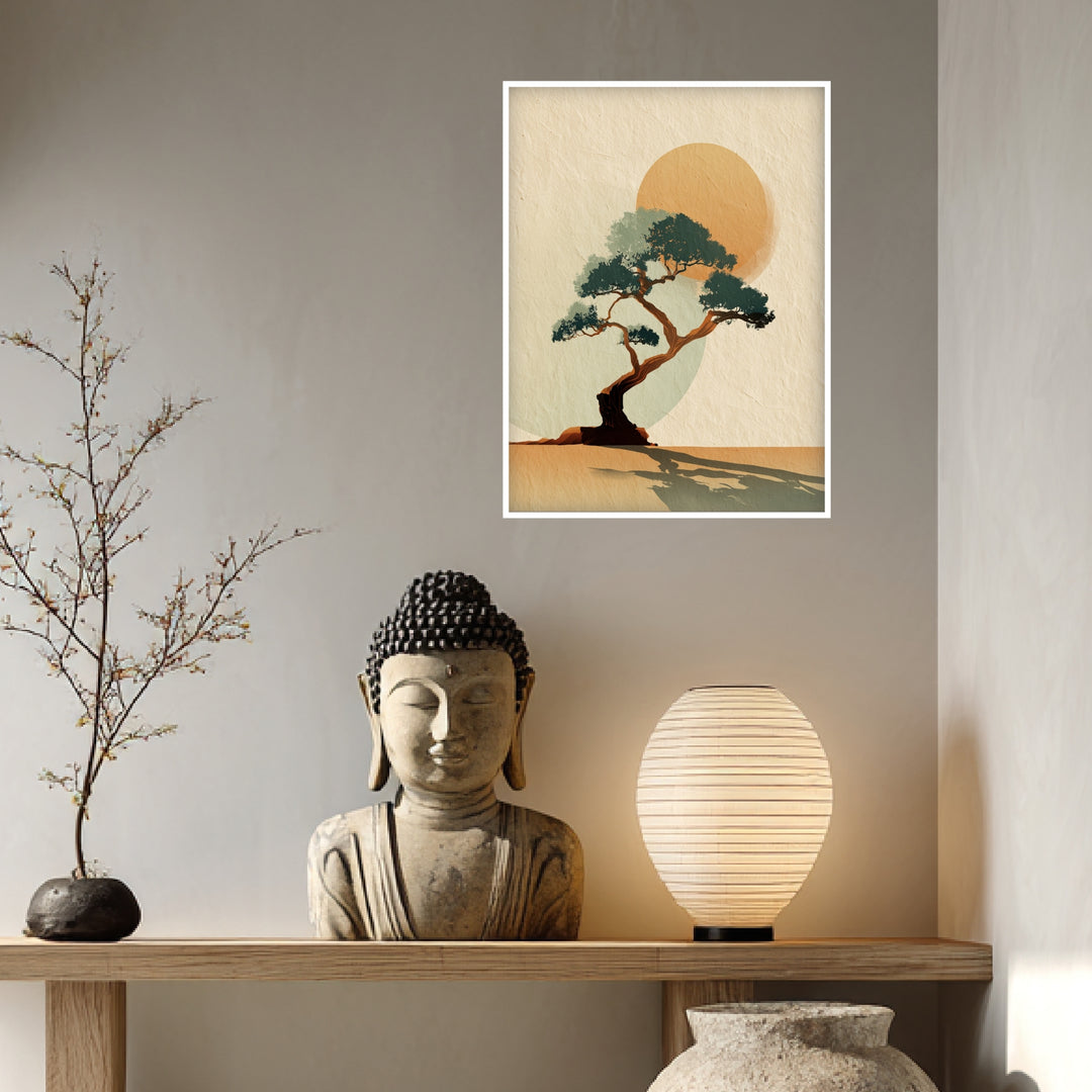 Bonsai Baum mit Sonne Poster Zen – mattes Kunstdruck-Papier – Ansicht 4