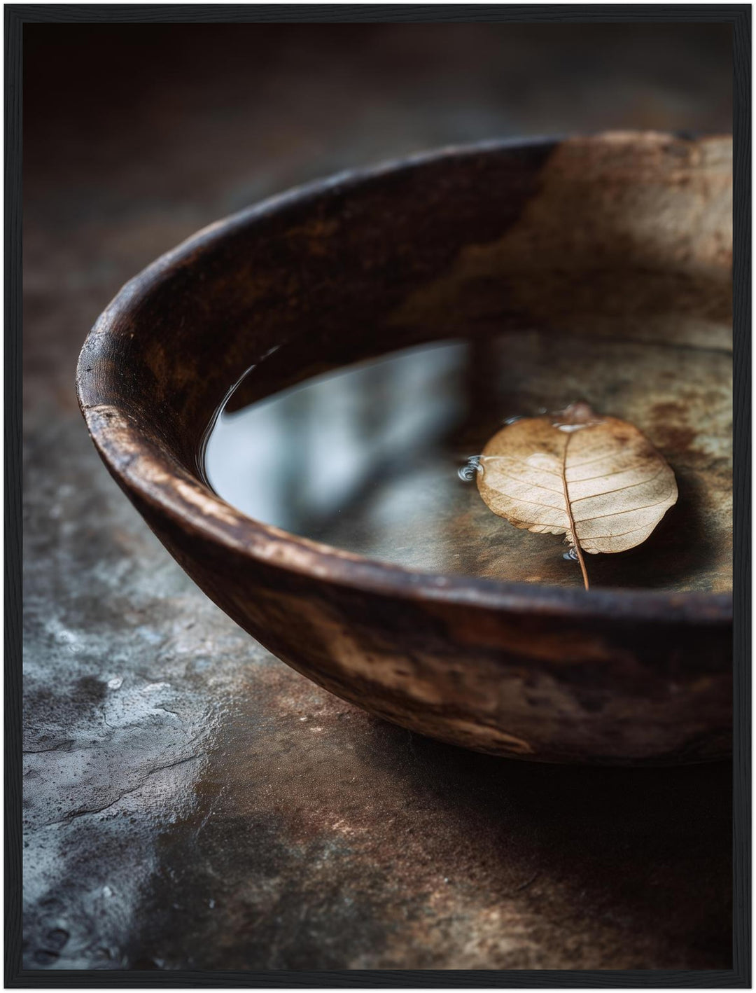 Blatt auf Holzschale Poster Zen – mattes Kunstdruck-Papier – Ansicht 5
