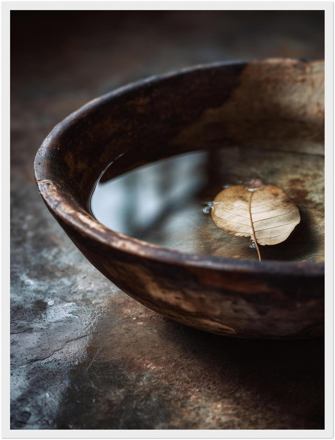 Blatt auf Holzschale Poster Zen – mattes Kunstdruck-Papier – Ansicht 6
