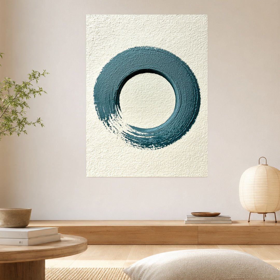 Blauer Enso Zen-Kreis Poster – Ohne Rahmen – Produktfoto