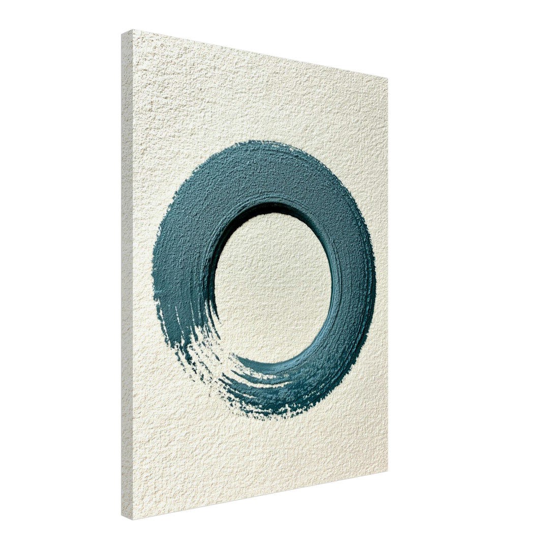 Blauer Enso Zen-Kreis Leinwandbild – Schräge Ansicht – Produktfoto