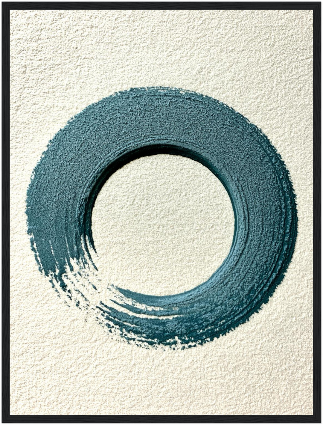 Blauer Enso Zen-Kreis Poster – Schwarzer Rahmen – Produktfoto