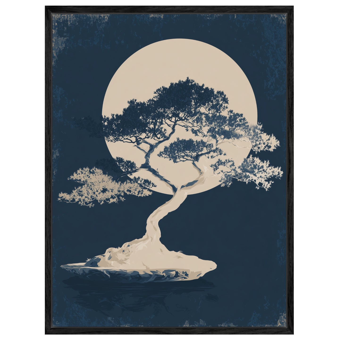 Bonsai vor Vollmond Leinwandbild