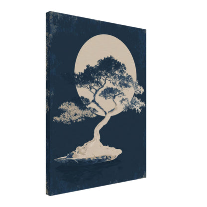 Bonsai vor Vollmond Leinwandbild