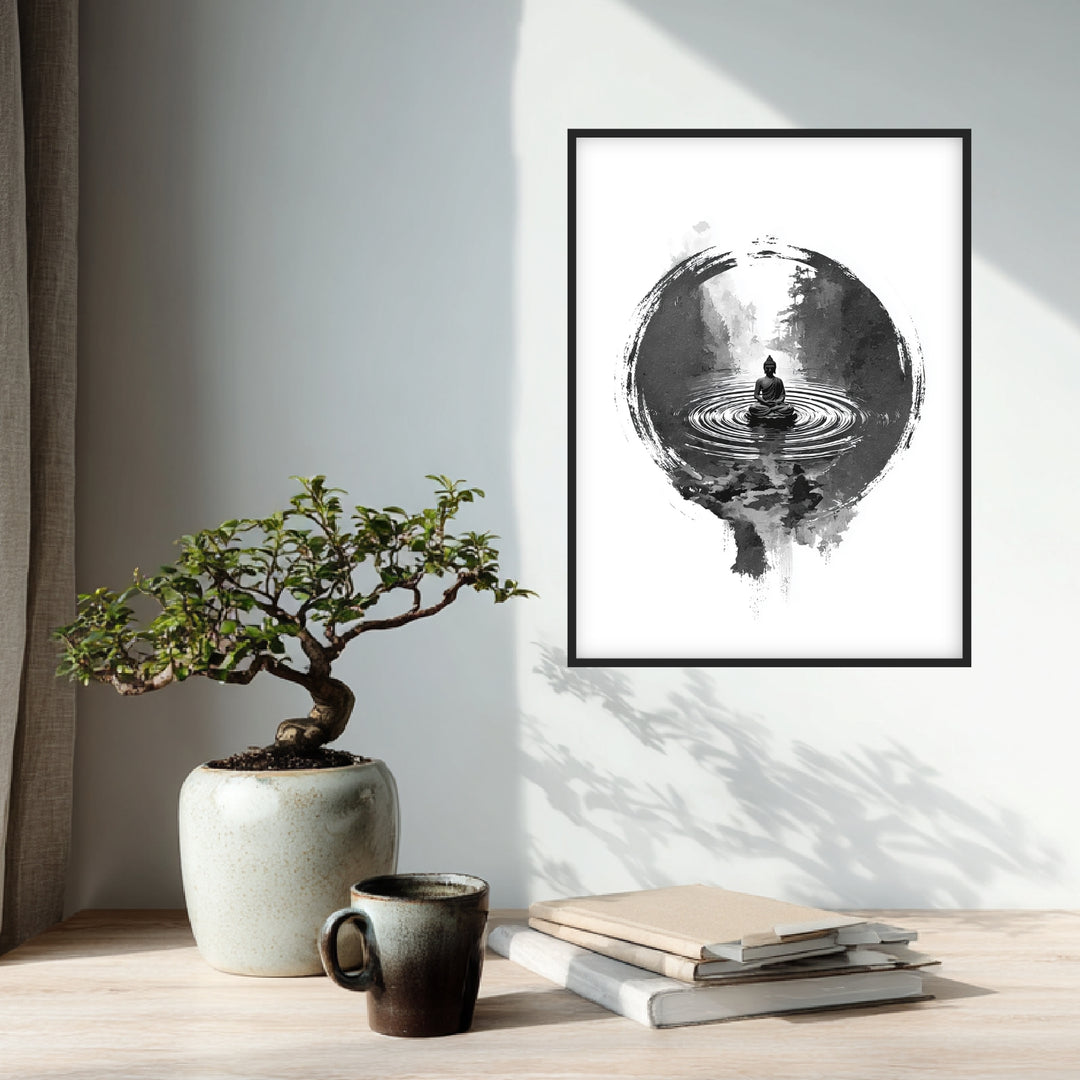 Buddha im Wasser Poster Zen – mattes Kunstdruck-Papier – Ansicht 3
