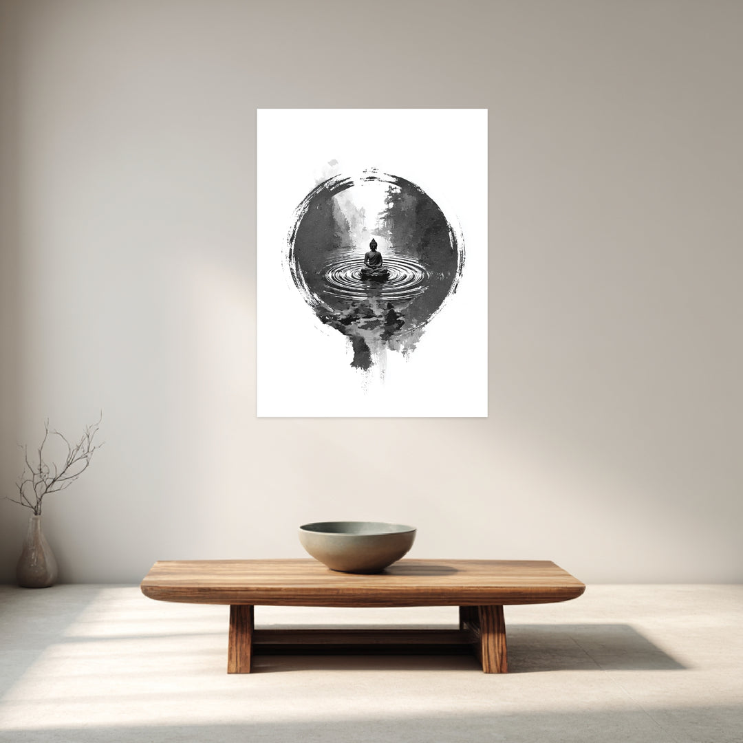 Buddha im Wasser Leinwandbild Zen – Leinwand auf Holzrahmen – Ansicht 3