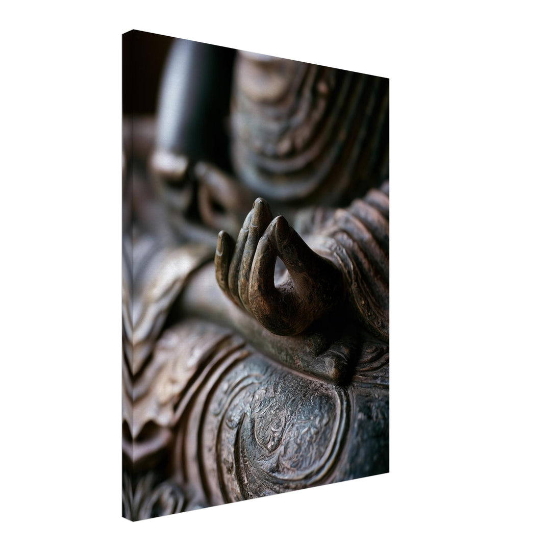 Mudra in Bronze Leinwandbild – Schräge Ansicht – Produktfoto