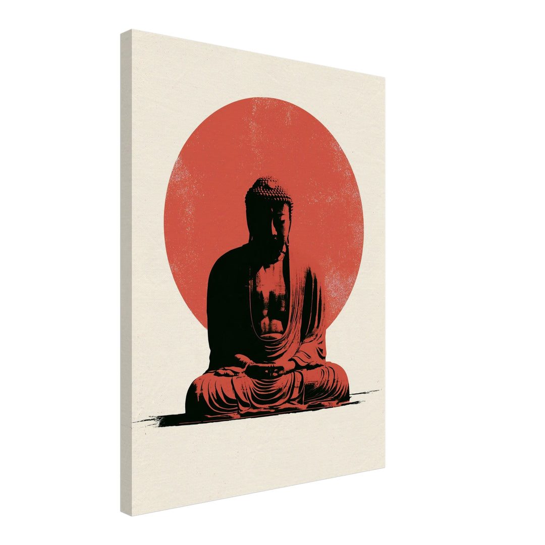 Buddha im roten Licht Leinwandbild – Schräge Ansicht – Produktfoto