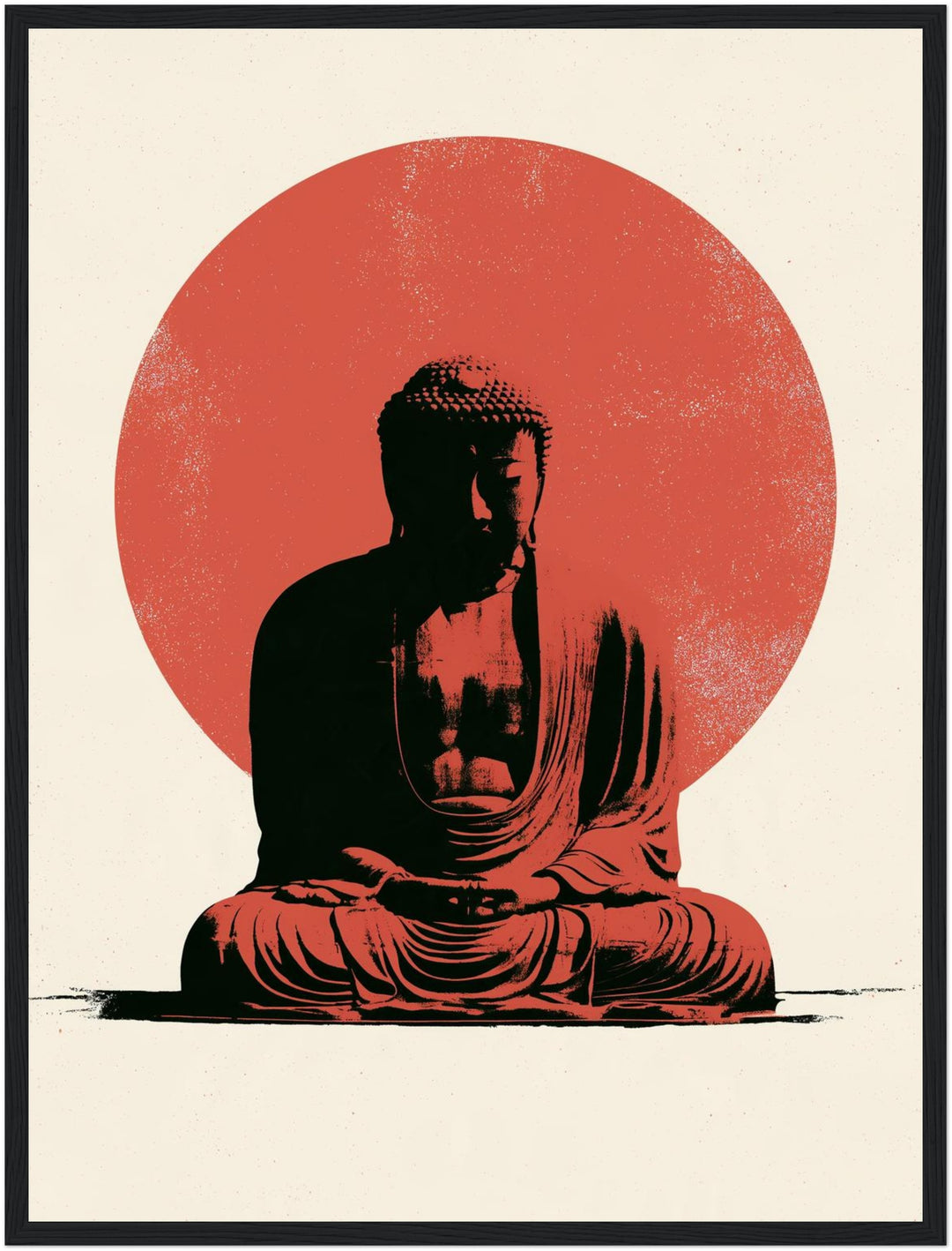 Buddha im roten Licht Poster – Schwarzer Rahmen – Produktfoto