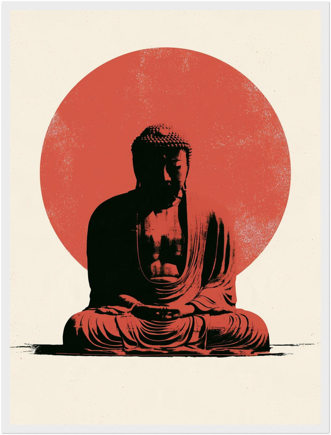 Buddha im roten Licht Poster – Weißer Rahmen – Produktfoto