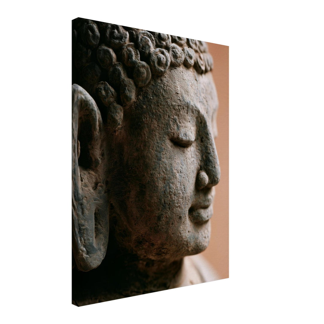 Stiller Buddha im Profil Leinwandbild – Schräge Ansicht – Produktfoto