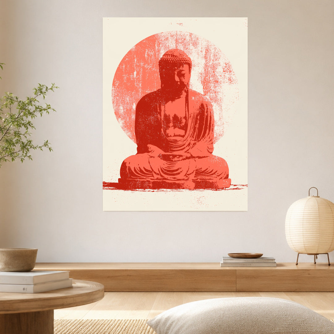 Roter Buddha im Licht Poster – Ohne Rahmen – Produktfoto