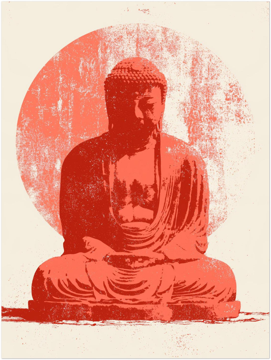 Roter Buddha im Licht Leinwandbild – Ohne Rahmen – Produktfoto