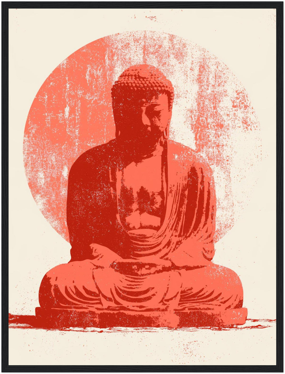 Roter Buddha im Licht Poster – Schwarzer Rahmen – Produktfoto