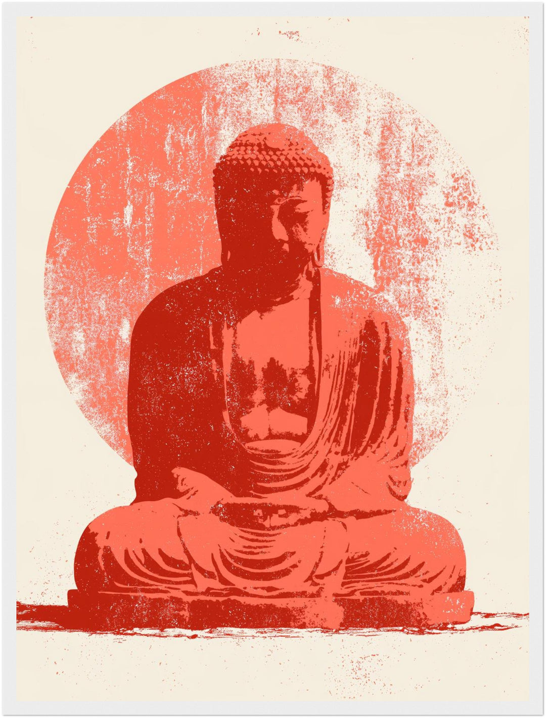 Roter Buddha im Licht Poster – Weißer Rahmen – Produktfoto