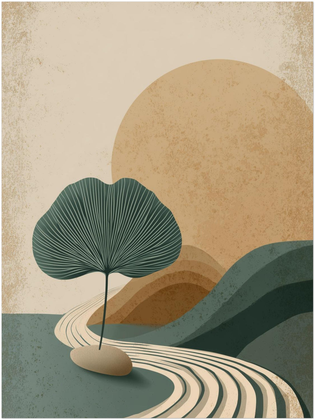 Einsamer Blattbaum Zen – Wandkunst