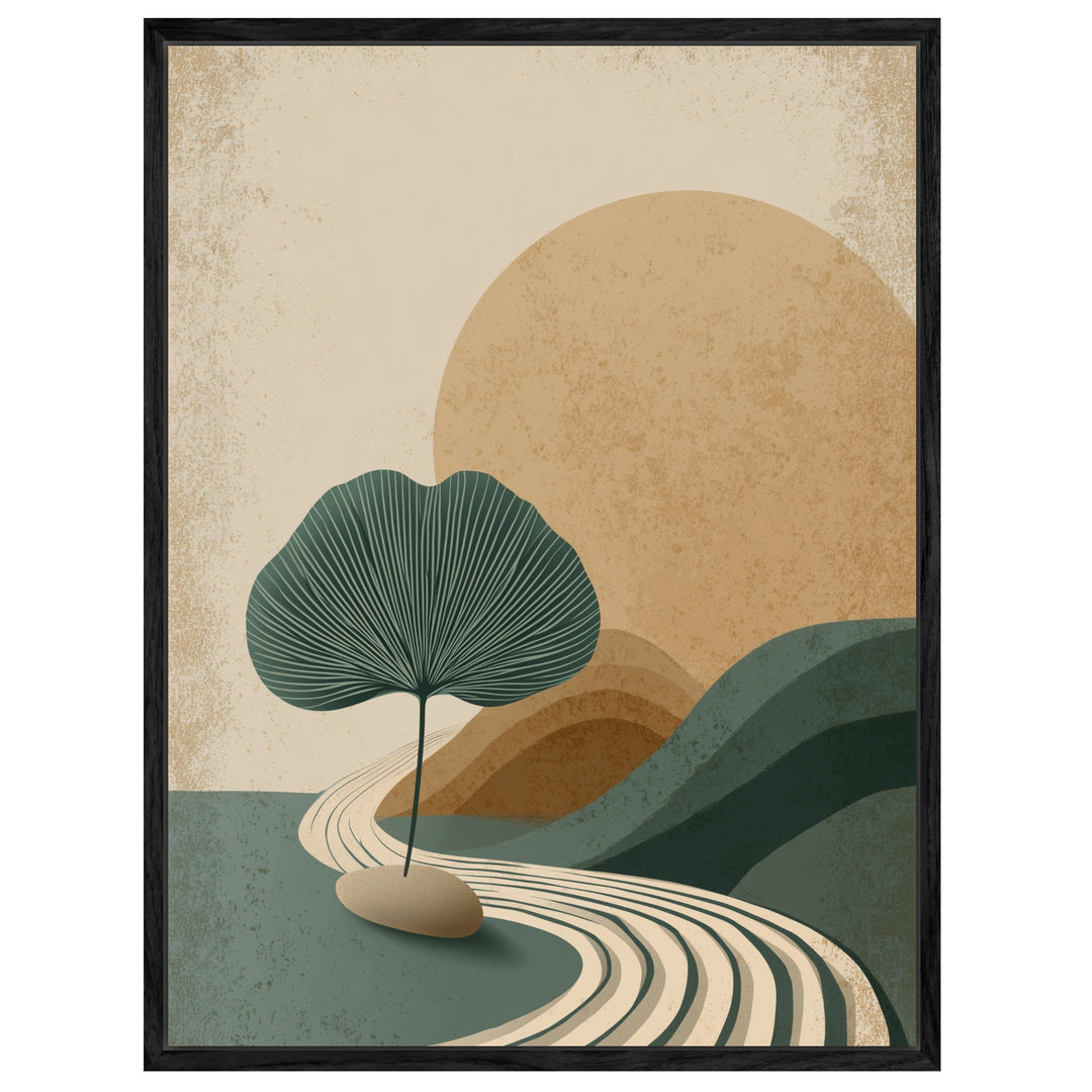 Einsamer Blattbaum Leinwandbild Zen – Leinwand auf Holzrahmen – Ansicht 4