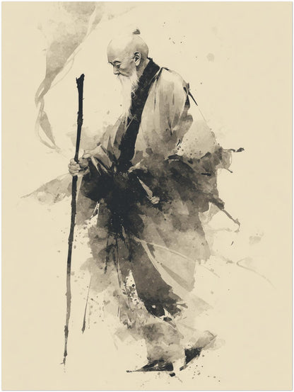 Gehender Mönch mit Stab Poster
