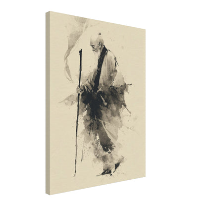 Gehender Mönch mit Stab Leinwandbild