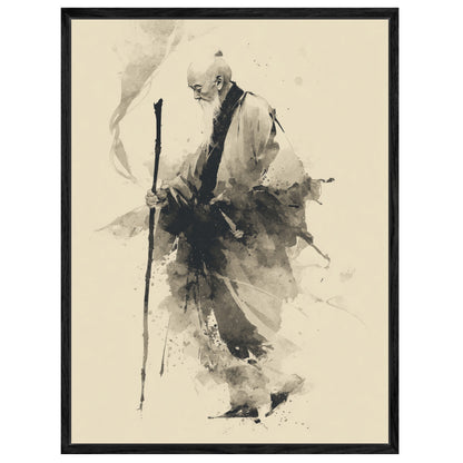 Gehender Mönch mit Stab Leinwandbild