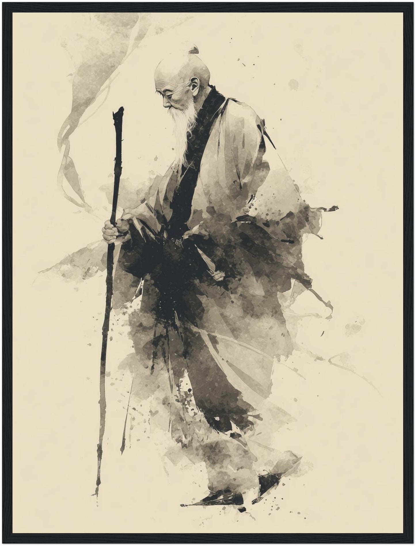 Gehender Mönch mit Stab Poster