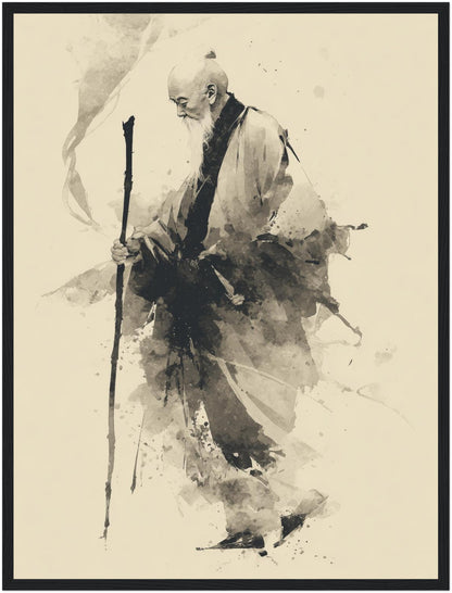 Gehender Mönch mit Stab Poster