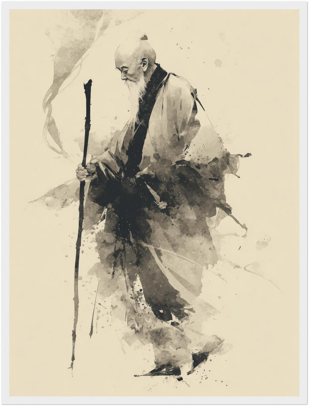 Gehender Mönch mit Stab Poster Zen – mattes Kunstdruck-Papier – Ansicht 6